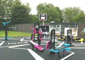 Outdoor fitness equipment in Old Deer Park