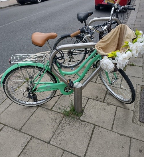 Figure 116 Stainless steel cycle stand with bicycle