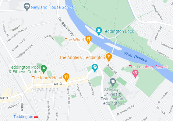 Figure 4 Focused map of Teddington