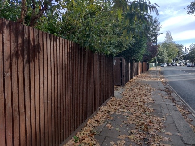 Figure 53 Boundary fencing outside 5 Kingston Road adjoining the Landmark Arts Centre