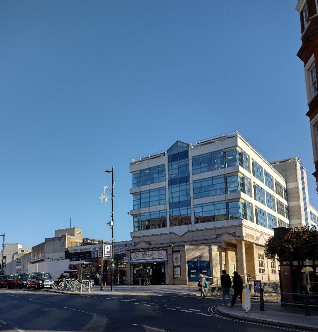 Figure 42 Drummonds Place with multistorey car park and office block