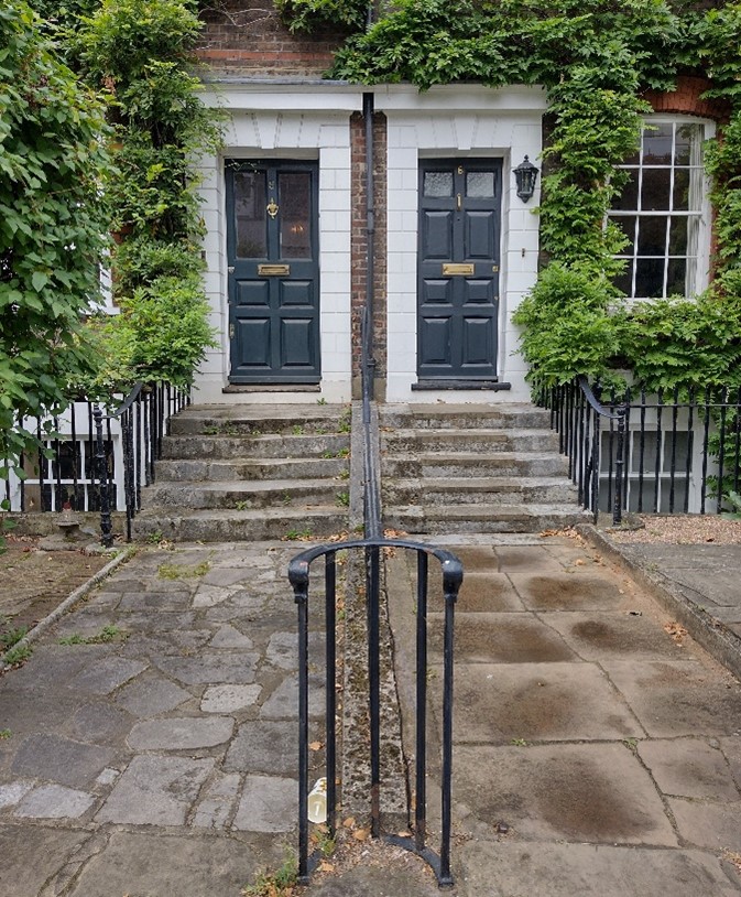 Raised entrances with railings, Parkshot