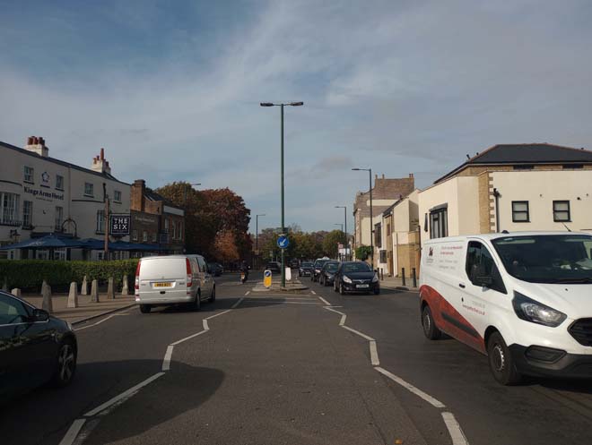 Fig. 52 View of the street from Bushy Park entrance pedestrian cross walk.