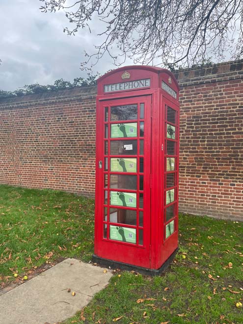 Fig. 92 Showing: Pillar box, Wooden fence, and Telephone kiosk