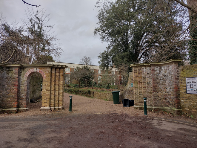 Fig. 30: Entrance gates to the collection of buildings in the southwest corner of the character area