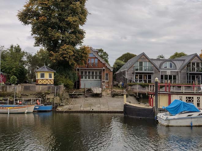 Fig. 147: A small number of working boathouses survive to the island and add activity and industry which is otherwise a mix of houses and live/work spaces