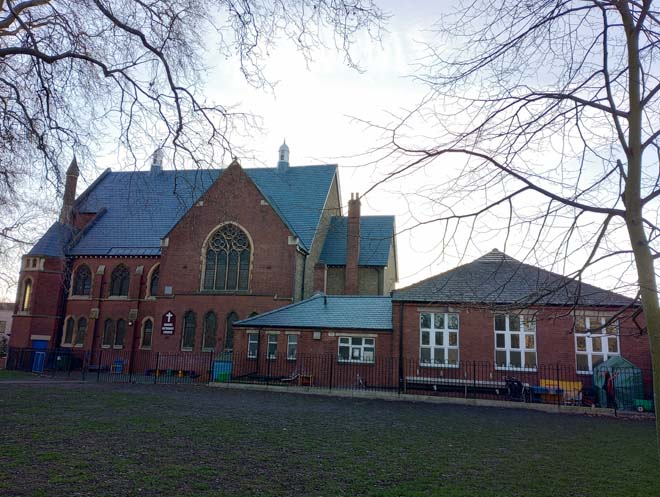 Figure 135: The Methodist Church and Sunday School as seen from the Green